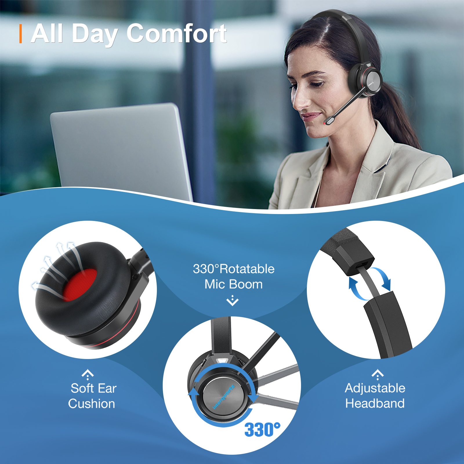 IQ4333B Bluetooth Stereo Headset and Charging Base