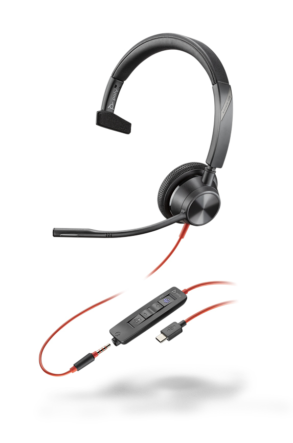 Poly Blackwire 3315-M Single sided USB-C/3.5mm headset Teams